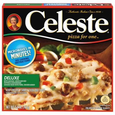 Celeste Deluxe Pizza For One Individual Microwavable Frozen Pizza