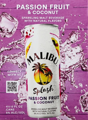 Malibu Splash Passion Fruit & Coconut In Cans - 4-12 FZ - Image 4