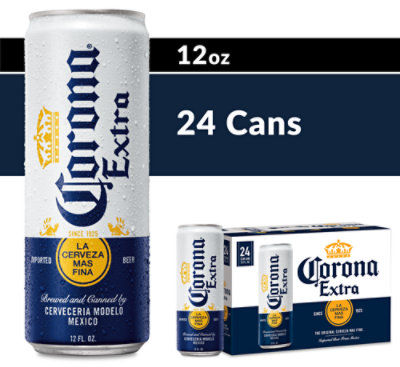 Corona Extra Lager Mexican Beer Cans Multipack 4.6% ABV - 24-12 Fl. Oz. - Image 1