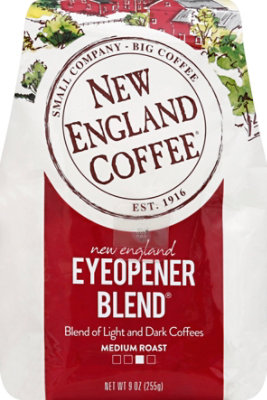 New England Coffee Ground Eye Opener Blend Caffeine Foil Bag - 9 OZ - Image 1