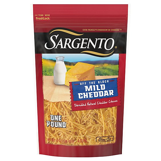 Sargento Off The Block Fine Cut Mild Cheddar Natural Cheese Shreds - 16 OZ