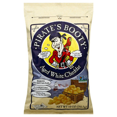 Pirate's Booty Aged White Cheddar Non GMO Cheese Puffs Party Size Bag - 10 Oz - Image 1