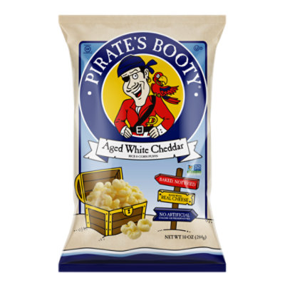 Pirate's Booty Aged White Cheddar Non GMO Cheese Puffs Party Size Bag - 10 Oz - Image 1