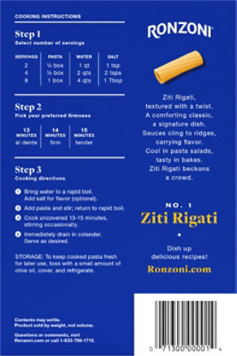 Ronzoni Ziti Rigat - 16 Oz - Image 6