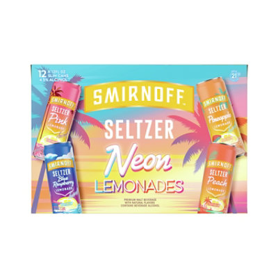 Smirnoff Seltzer Neon Lemonades Variety Pack 4.5% ABV Cans - 12-12 Oz - Image 1