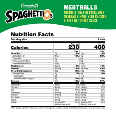 Campbell's SpaghettiOs Football Shaped Canned Pasta with Meatballs - 15.6 Oz - Image 4