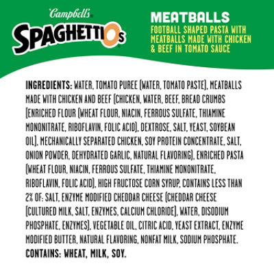 Campbell's SpaghettiOs Football Shaped Canned Pasta with Meatballs - 15.6 Oz - Image 5