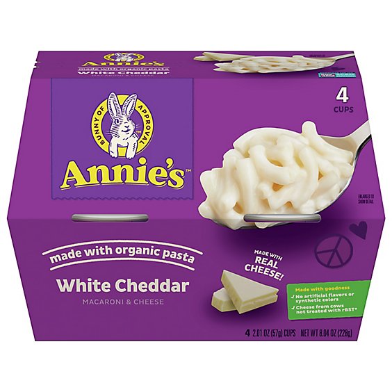 Annies White Cheddar Macaroni & Cheese Microwave Cups - 4-2.01OZ