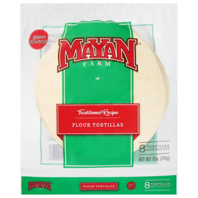 Mayan Farm 8in White Flour Tortilla 8ct - 11.8 OZ - Image 1