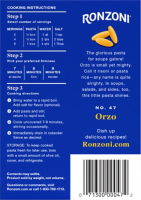 Ronzoni Pasta Orzo - 16 Oz - Image 6