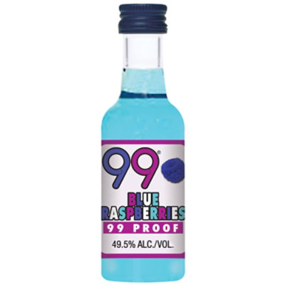 99 Brand Blue Raspberry Liqueur 99 Proof In Bottle - 50 Ml - Image 1