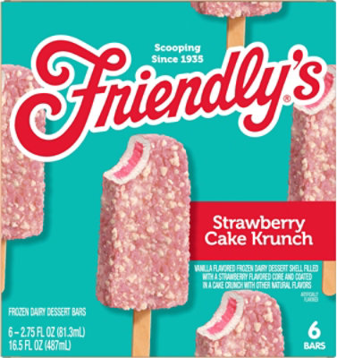 Friendly's Strawberry Cake Krunch Ice Cream Bars Box - 6 Count - Image 7