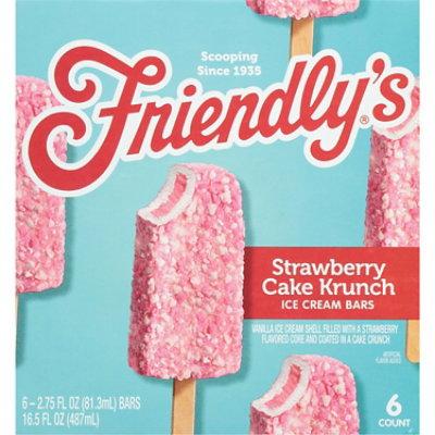 Friendly's Strawberry Cake Krunch Ice Cream Bars Box - 6 Count - Image 1