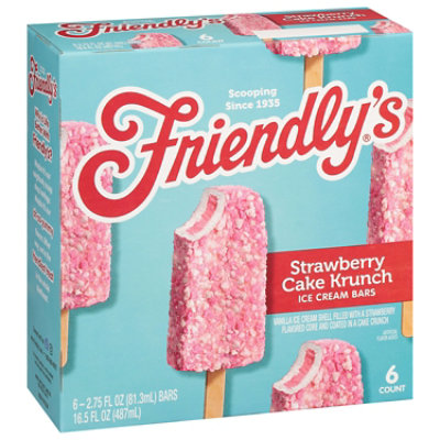 Friendly's Strawberry Cake Krunch Ice Cream Bars Box - 6 Count - Image 1