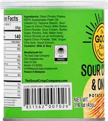 The Good Crisp Potato Chips Sour Cream & Onion - 1.6 Oz - Image 5