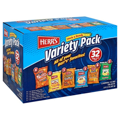Herrs Salted Snack Variety Snacks 32 Count 32 OZ Vons
