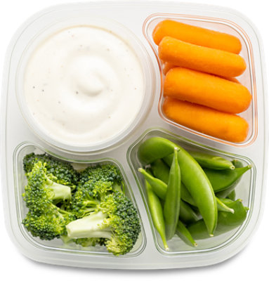 Grab N Go Broccoli Carrot Snap Pea Dip Tray 180 Cal - 10 OZ - Image 1