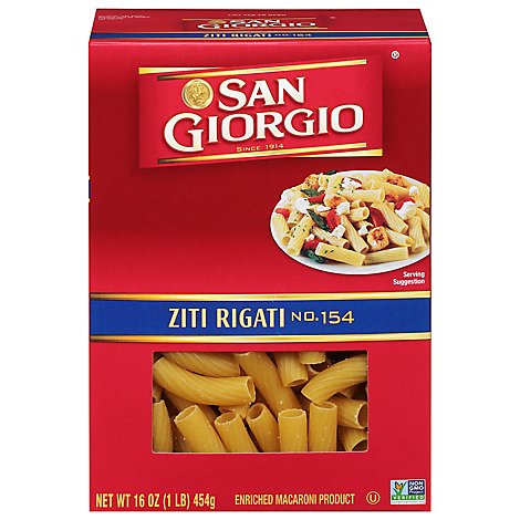 San Giorgio Pasta Ziti Rigati - 16 Oz