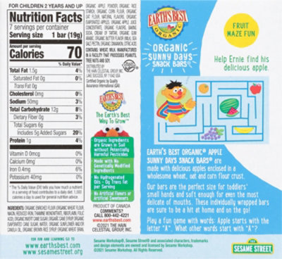 Earths Best Organic Seasame Street Apple Bars - 8-.67 OZ - Image 6