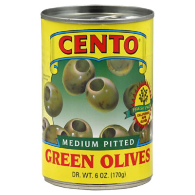 Cento Regular Pitted Green Olives - 6 Oz - Image 1