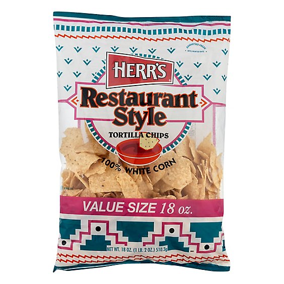 Herrs Original White Corn Tortilla Chip - 18 OZ