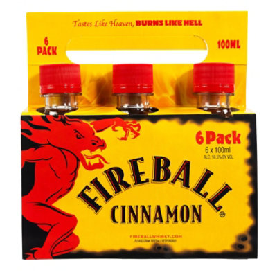 Fireball Cinnamon Malt Beverage 33 Proof Plastic Bottle - 6-100 Ml - Image 1
