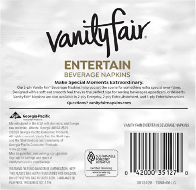 Vanity Fair Entertain Beverage Napkins White Napkins - 40 CT - Image 4