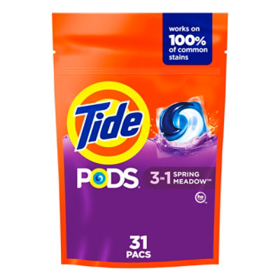 Tide PODS Liquid Laundry Detergent Pacs Spring Meadow - 31 Count - Image 1