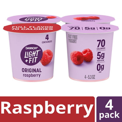 Dannon Light + Fit Raspberry Non Fat Gluten Free Yogurt - 4-5.3 Oz