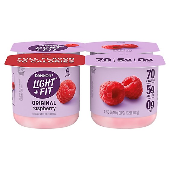 Dannon Light + Fit Raspberry Non Fat Gluten Free Yogurt - 4-5.3 Oz