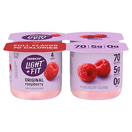 Dannon Light + Fit Raspberry Non Fat Gluten Free Yogurt - 4-5.3 Oz - Image 1