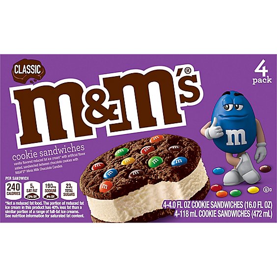 M&M'S Classic Ice Cream Cookie Sandwiches - 4-4 Fl. Oz.