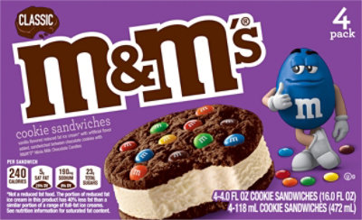 M&M'S Classic Ice Cream Cookie Sandwiches - 4-4 Fl. Oz.
