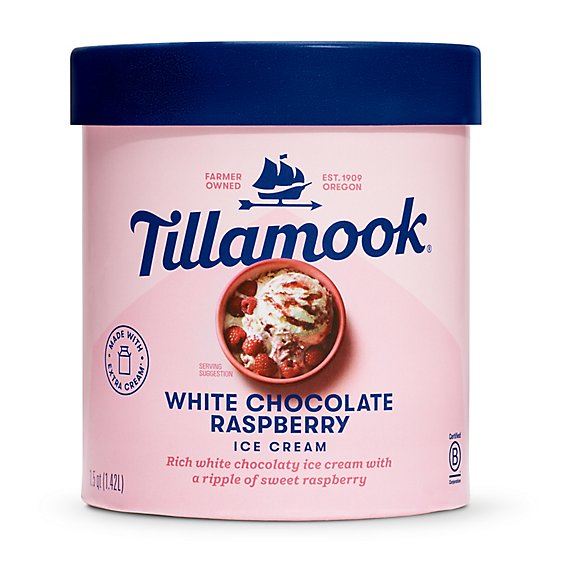 Tillamook White Chocolate Raspberry Ice Cream - 48 Oz
