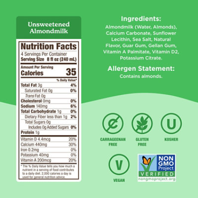 Califia Farms Unsweetened Almond Milk - 32 Fl. Oz. - Image 2