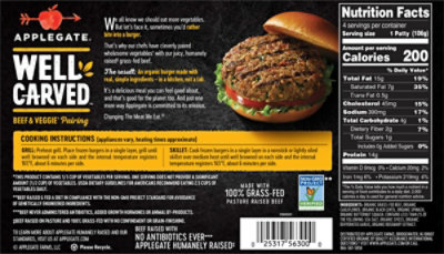 Applegate Organic Well Carved Beef Burger - 15 OZ - Image 7