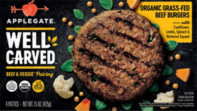 Applegate Organic Well Carved Beef Burger - 15 OZ - Image 2