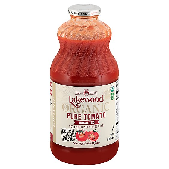 Lakewood Organic Juice Pure Tomato Unsalted - 32 Fl. Oz.