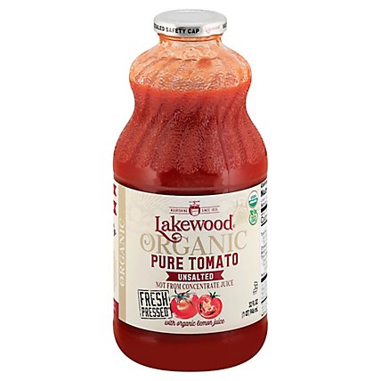 Lakewood Organic Juice Pure Tomato Unsalted - 32 Fl. Oz. - Image 1