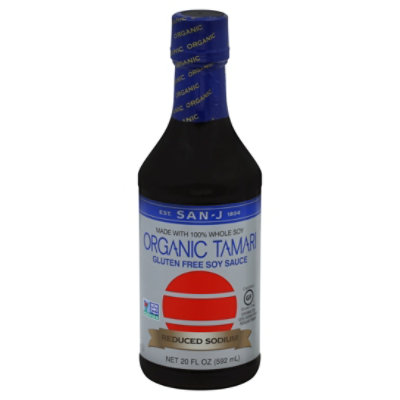 San J Sauce Tamari Low Sodium Pltnm Lbl - 20 FZ - Image 1