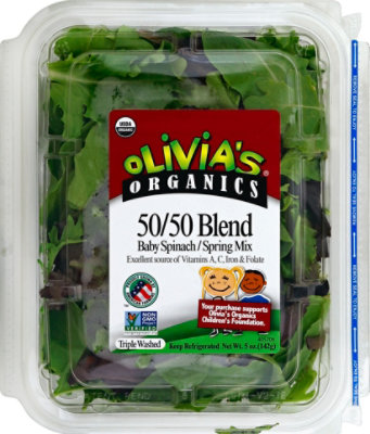 Olivias Organic 50/50 Mix Baby Spinach/ Spring Mix - 5 OZ - Image 2