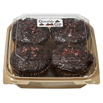 Chocolate Chocolate Chip Muffins 4 Count - EA - Image 1