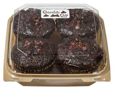 Chocolate Chocolate Chip Muffins 4 Count - EA - Image 1