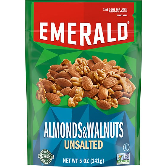 Emerald Walnuts And Almonds Snack Nuts Whole Natural Resealable Plstc Bag - 5 OZ