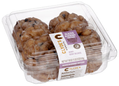 Clydes Donuts Glazed Blueberry Fritters 6 Count - 18 OZ - Image 1