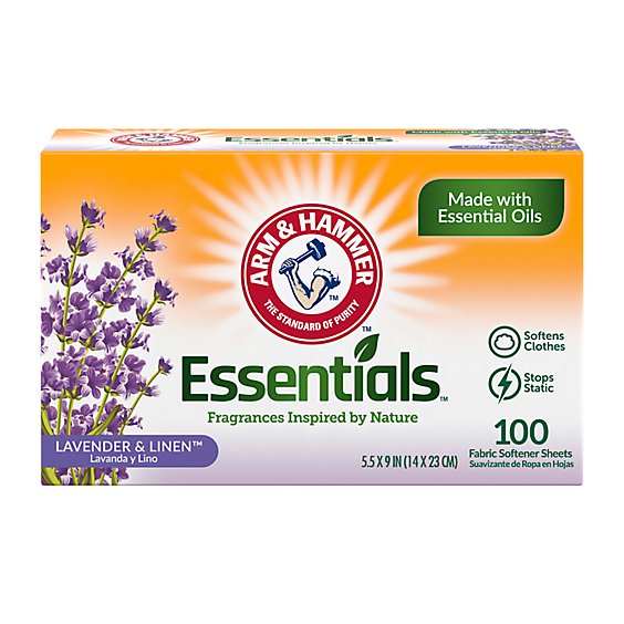 ARM & HAMMER Lavender And White Linen Fabric Softener Sheets - 100 Count