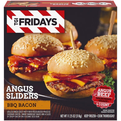 TGI Fridays BBQ Bacon Angus Cheeseburger Sliders Frozen Snacks Box - 4 Count - Image 5