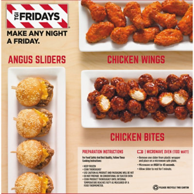 TGI Fridays BBQ Bacon Angus Cheeseburger Sliders Frozen Snacks Box - 4 Count - Image 2