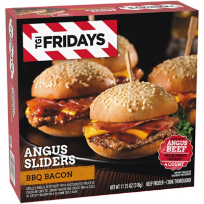 TGI Fridays BBQ Bacon Angus Cheeseburger Sliders Frozen Snacks Box - 4 Count - Image 3