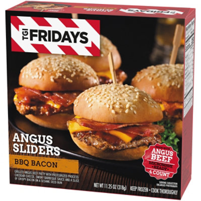 TGI Fridays BBQ Bacon Angus Cheeseburger Sliders Frozen Snacks Box - 4 Count - Image 4